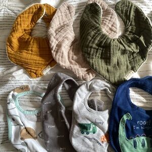 Lot of Baby Bib Set - cotton and silicone